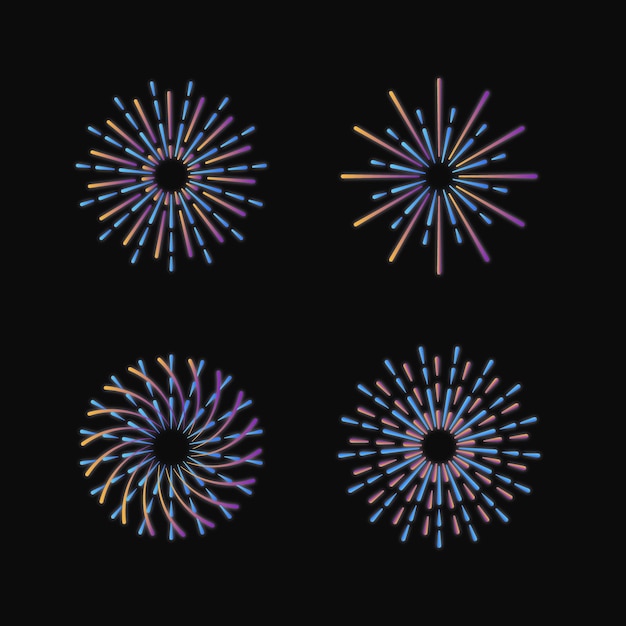 set of fireworks illustration