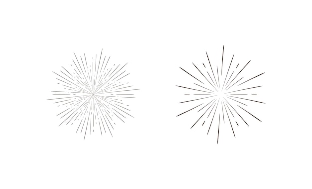 A set of fireworks and sunburst shapes.