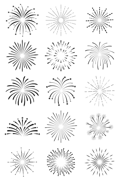 Set of Fireworks symbol icons