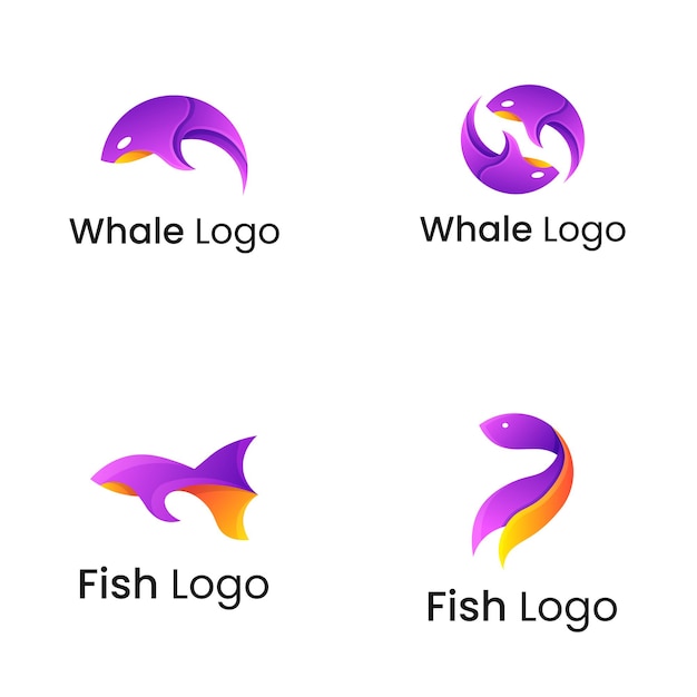 set of fish colorful logo vector