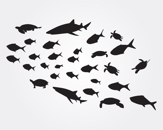 Vector set of the fish silhouette