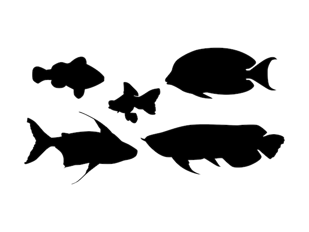 Set of fishes silhouette isolated on a white background vector illustration