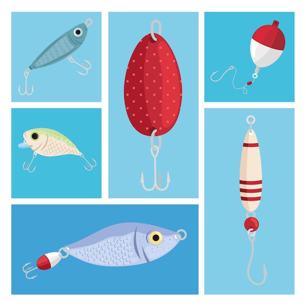 Vector set of fishing lures