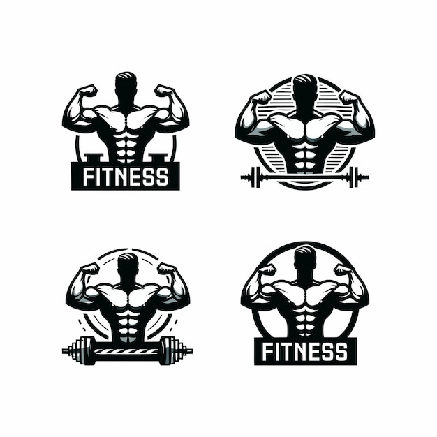 Vector set of fitness logo vector silhouette