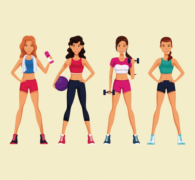 Set di fitness donna con abbigliamento sportivo