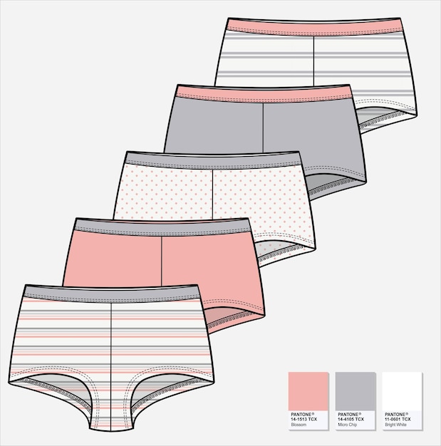 Premium Vector  Set of three boy shorts panty for women and girls