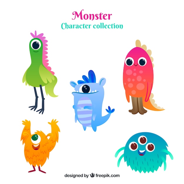 Set of five monsters