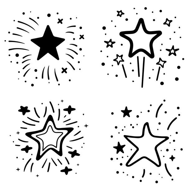 Vector a set of five stars with one that says'star'on it