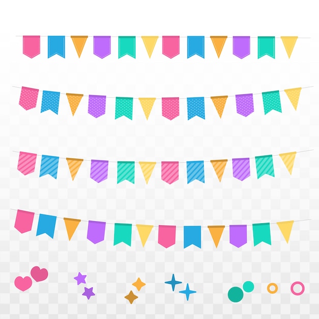 Set flag celebration banner with garland of colour