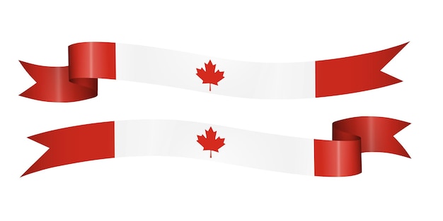 Vector set of flag ribbon with colors of canada for independence day celebration decoration