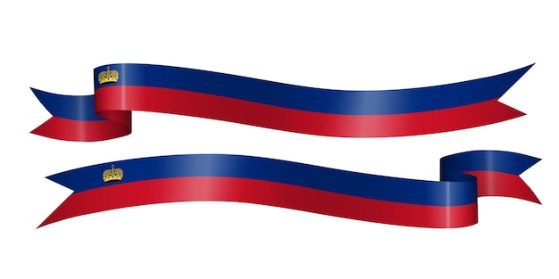 Vector set of flag ribbon with colors of liechtenstein for independence day celebration decoration