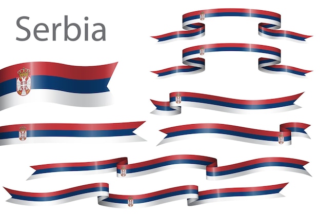 набор ленты с флагом с цветами Сербии для празднования Дня независимости