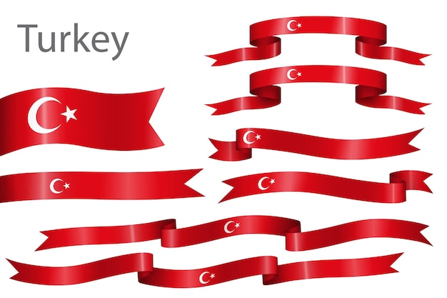 set of flag ribbon with colors of Turkey for independence day celebration decoration