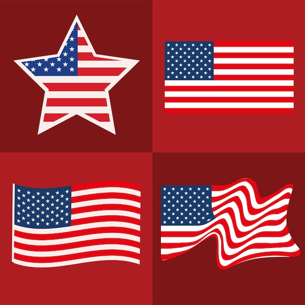 Set flag United States of America