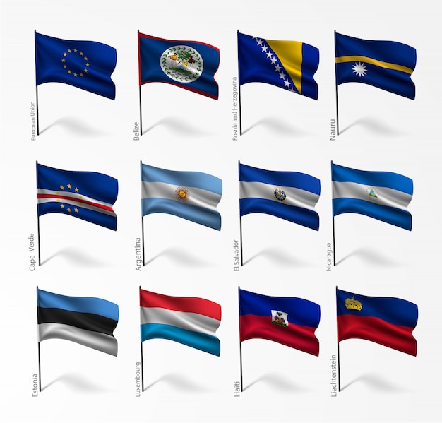 Set of flags of all countries in illustration