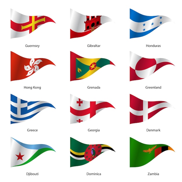 Вектор Установите флаги суверенных государств мира векторные иллюстрации