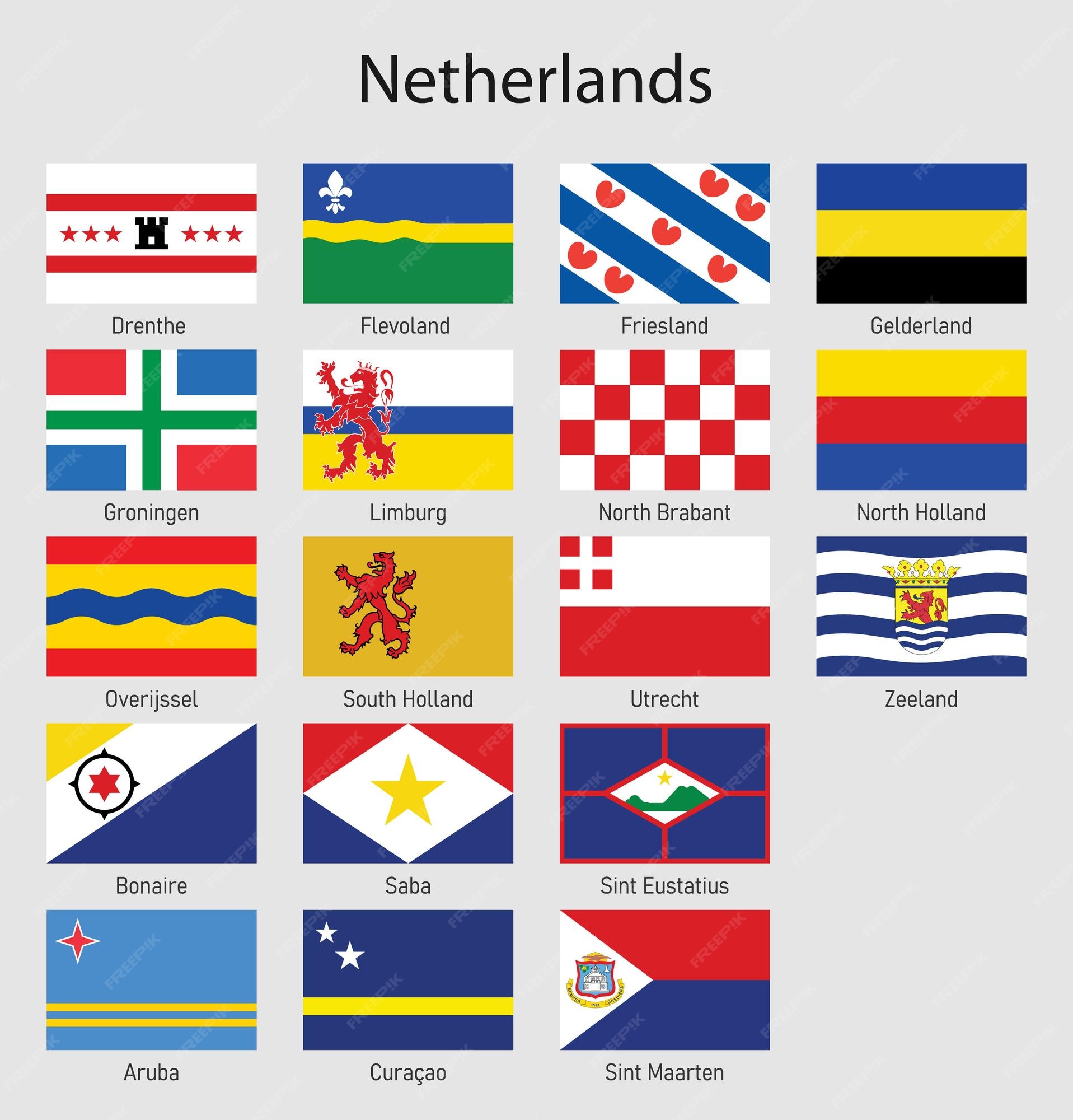 Premium Vector Set Flags Of The Provinces Of Netherlands All Dutch Regions Flag Collection