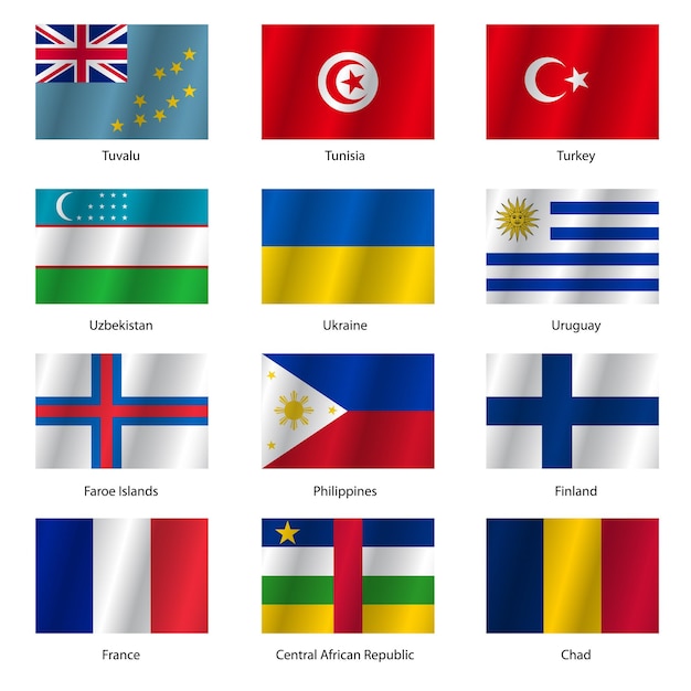 Vector set flags of world sovereign states vector illustration