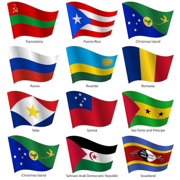 Set Flags of world sovereign states Vector illustration