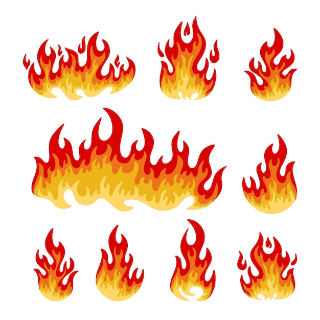 Vector set of flame illustration vector