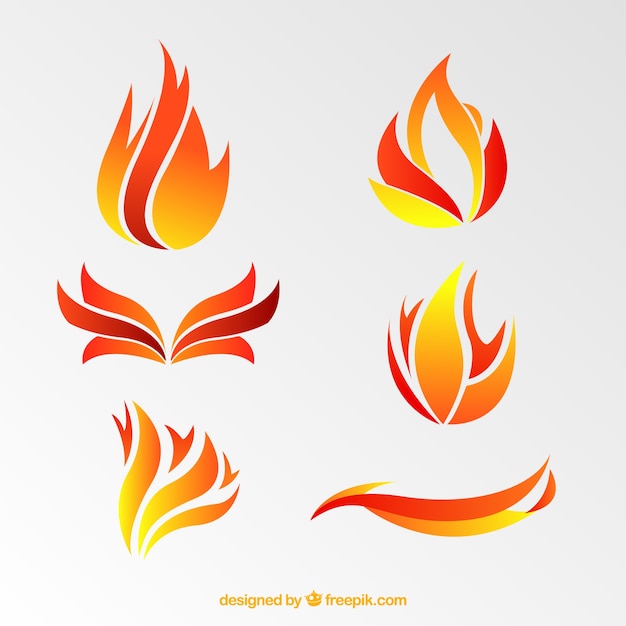 Vector set of flames in abstract design