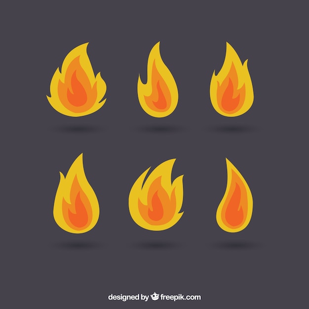 Set of flames of different type