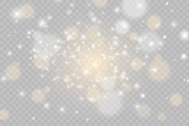 Set of flashes, lights and sparkles. bright gold flashes and glares. abstract golden lights isolated