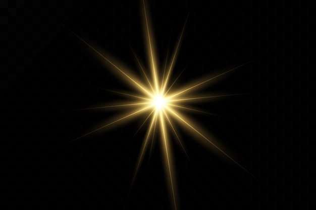 set of flashes, lights and sparkles on a transparent background. bright gold flashes and glares. abstract golden lights isolated bright rays of light. glowing lines.