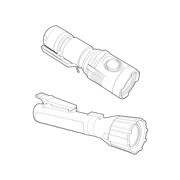 Set of flashlight Line Art Unique Image Collection for Coloring Books