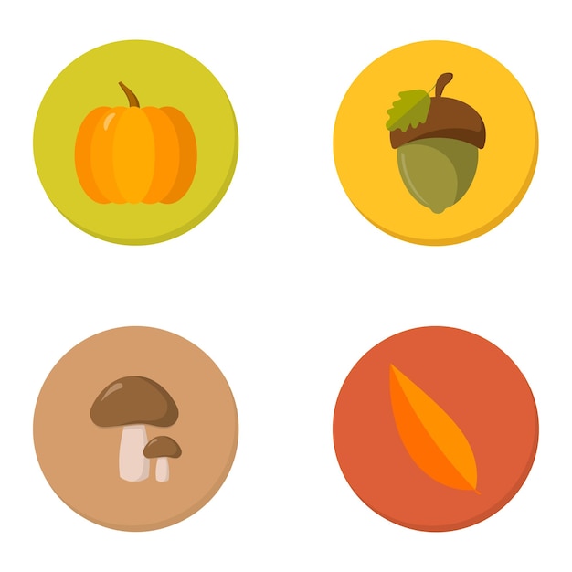 Set of flat autumn iconsVector illustration isolated on white background