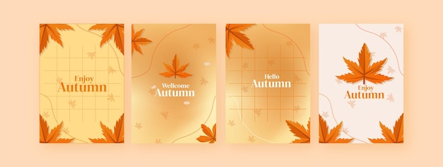 Set of Flat autumn poster card invitation