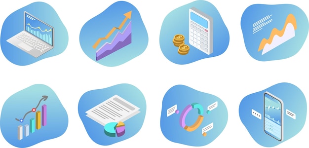 Set of flat business chart icons