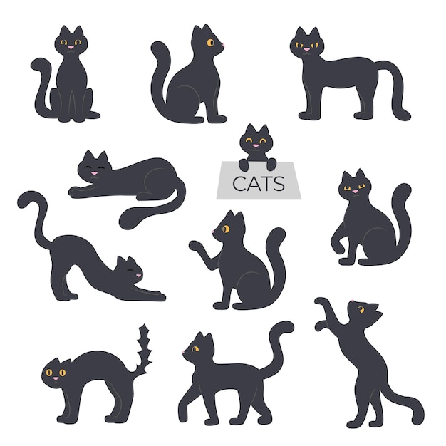 Set of flat cats