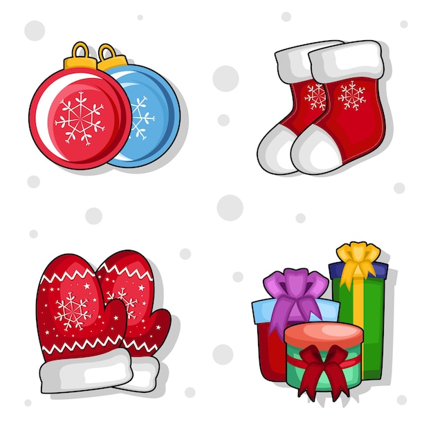 Set of Flat christmas elements collection