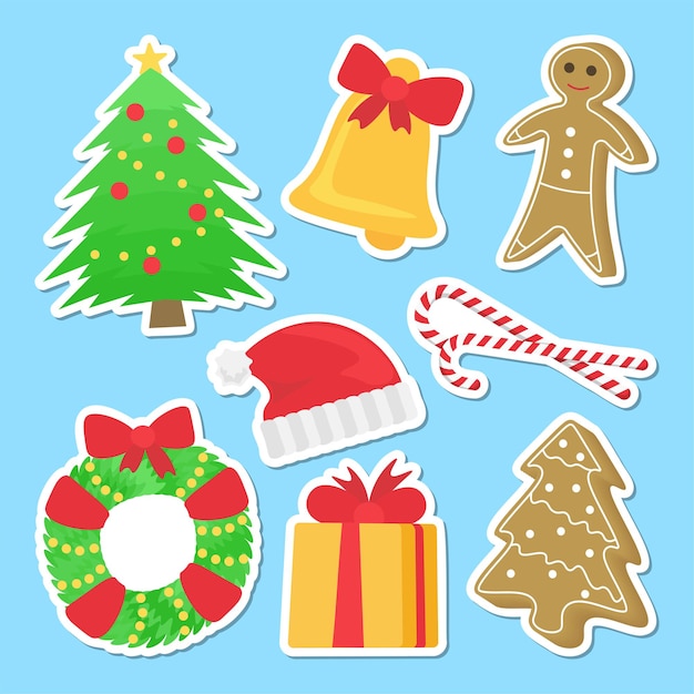 Set of flat christmas illustration elements