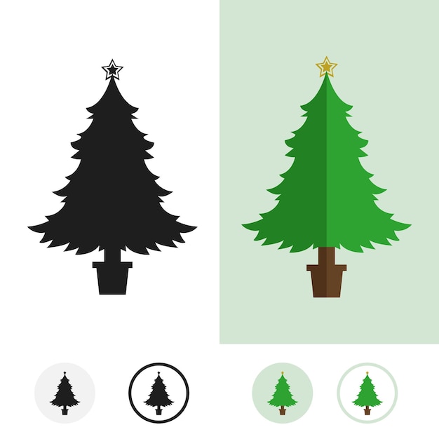 Set of flat Christmas tree icons