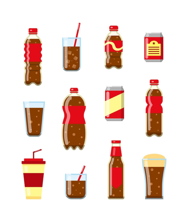 Vector set of flat cola drinks