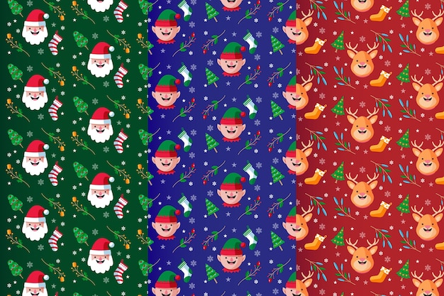 Set of flat design christmas patterns