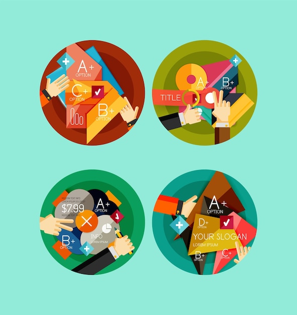 Set of flat design circle infographic icons