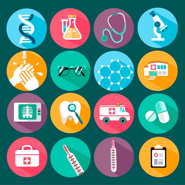 Set of flat design concept icons for medicine