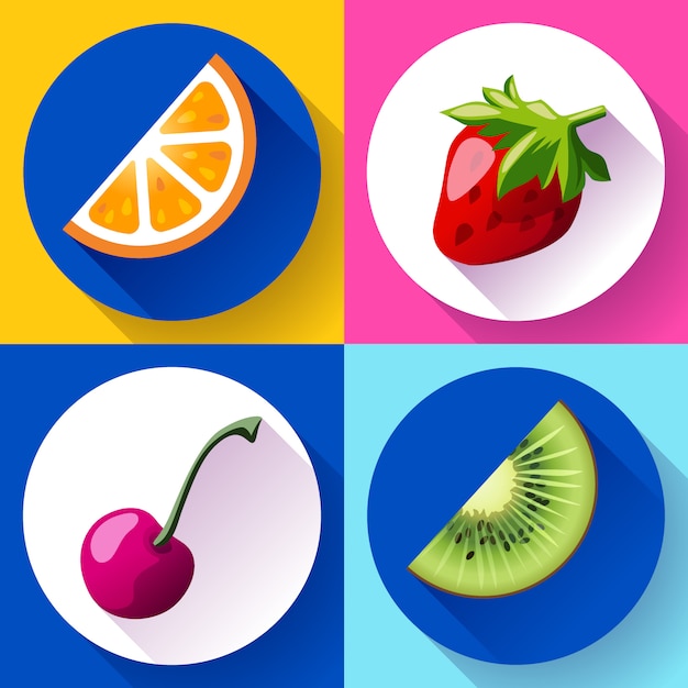 Vector set of flat design of fruits