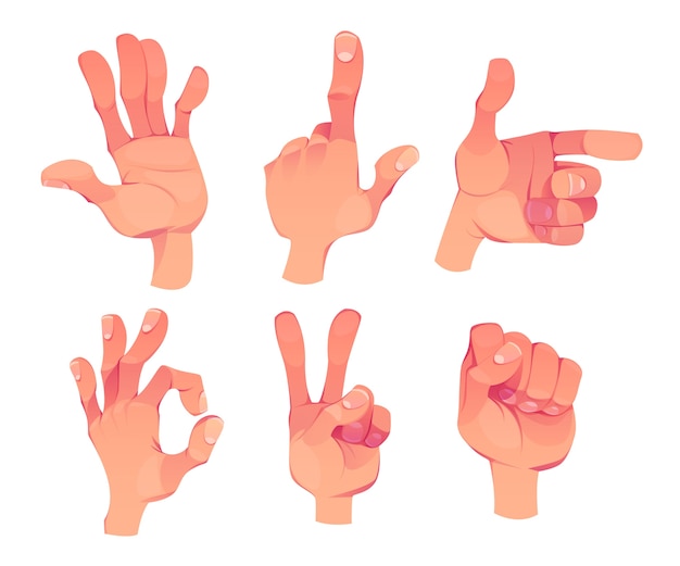 Vector set of flat design hands expression