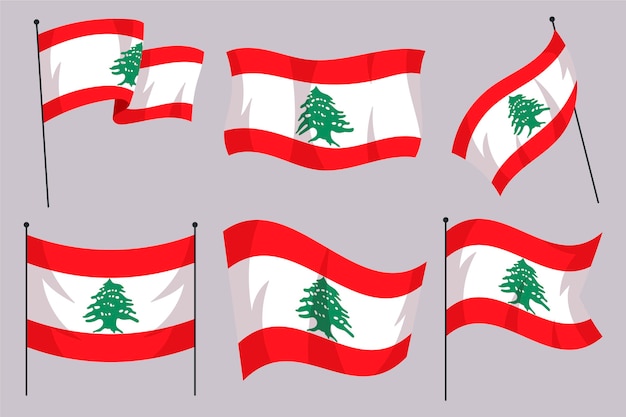 Vector set of flat design lebanese flags