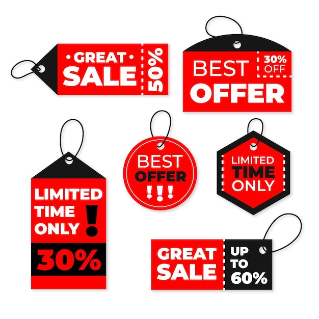 Set of flat design sales tags