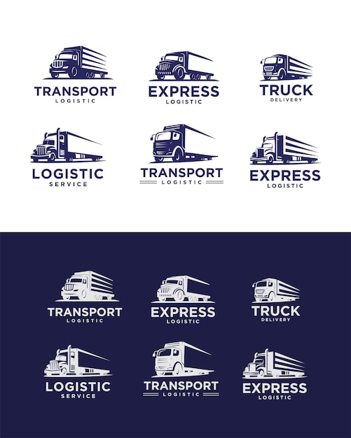 Vector set of flat design truck logo template