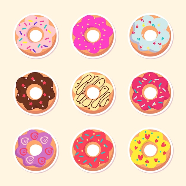 Set Of Flat Donuts Collection