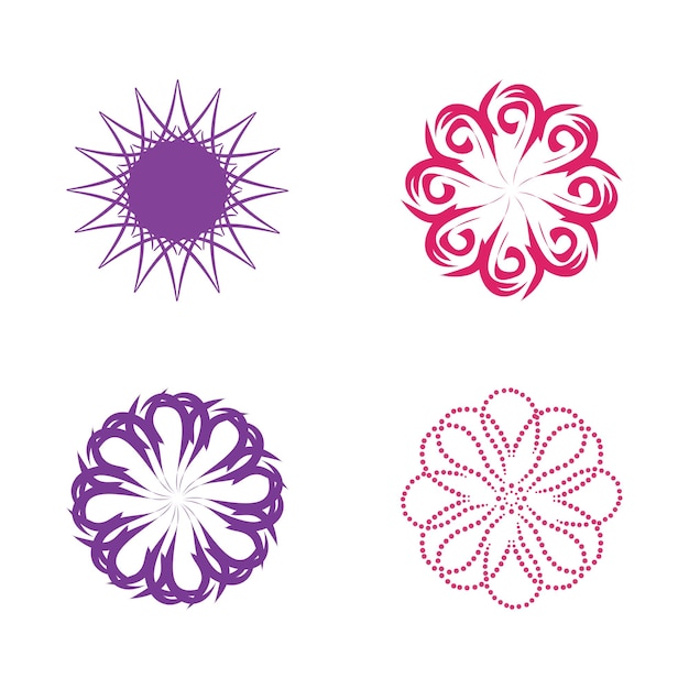 Set of Flat Flowers