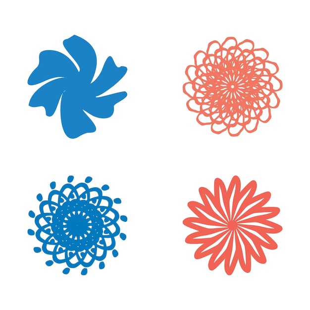 Vector set of flat flowers