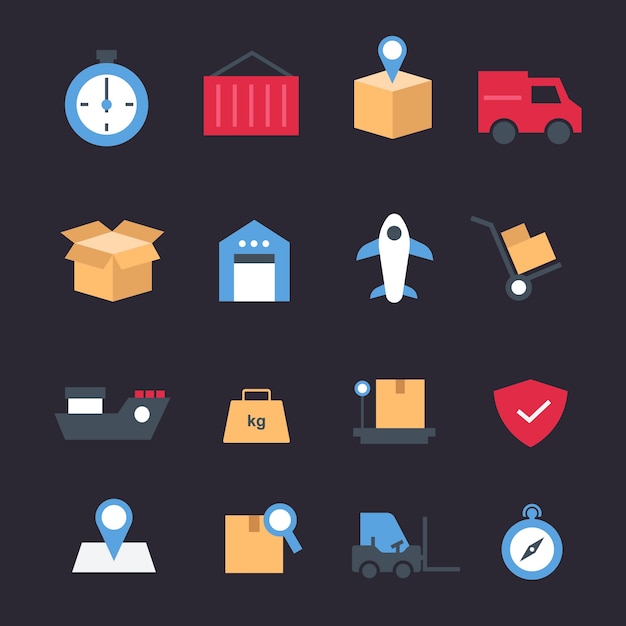 Vector set of flat icon of logistic