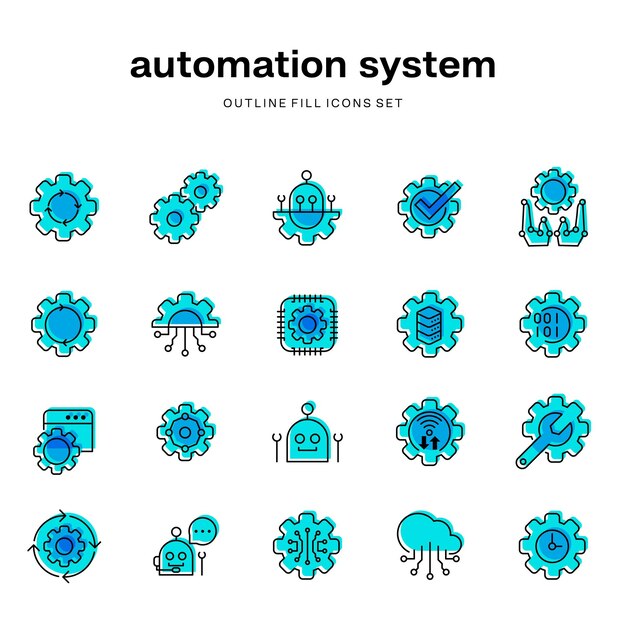 set of flat icons design for configuration automation system